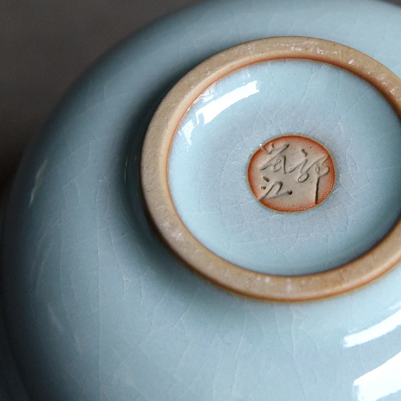 郭留江原产地汝瓷盖碗 原矿汝窑茶具 天青釉 泡茶器 君宝汝瓷