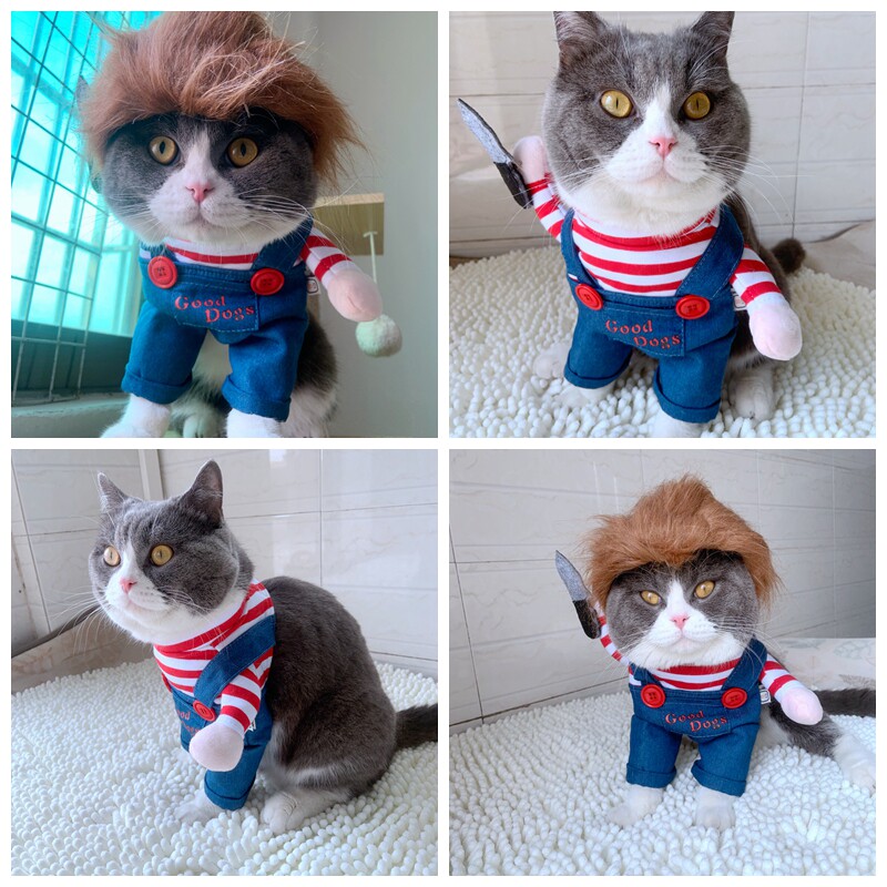 狗狗立体拿刀衣服恰吉站立搞笑宠物服装泰迪狗宠物服装