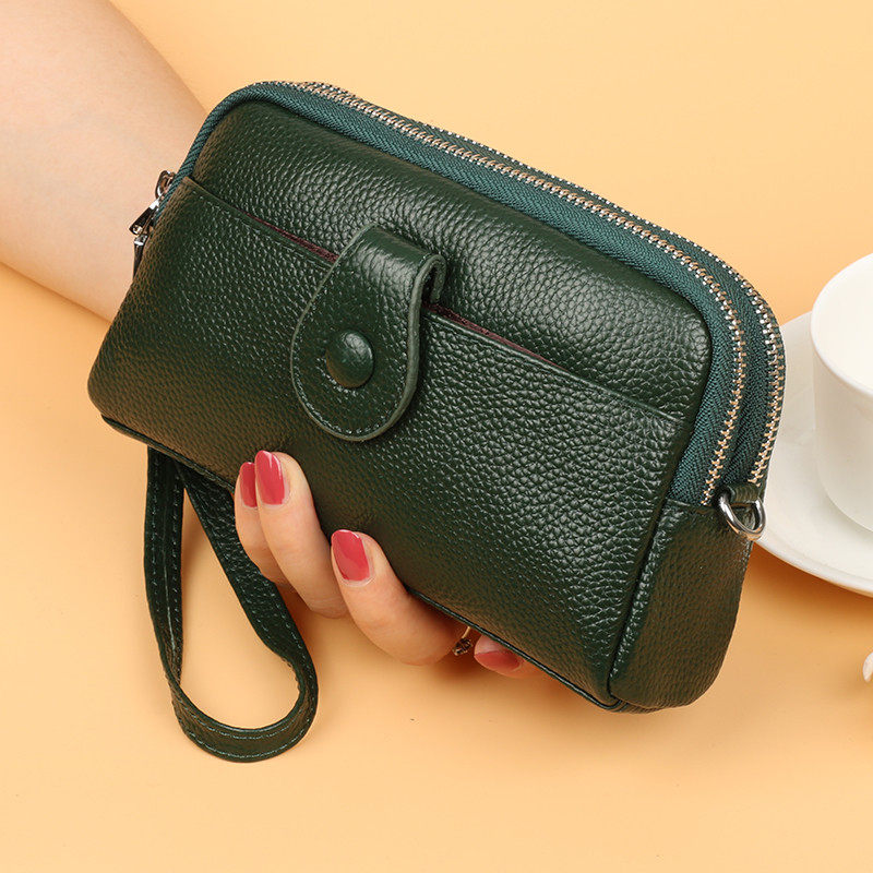 真皮小包斜挎单肩时尚软皮妈妈手拿包妈妈手机钱包