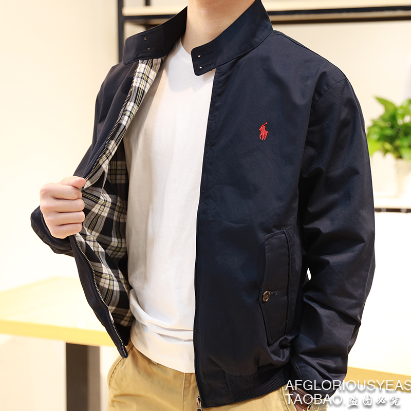 美国潮牌保罗POLO秋季男士工装夹克百搭外套RL拉夫小马标立领风衣