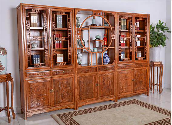 明清仿古家具榆木中式实木书柜书架组合书橱组合书柜