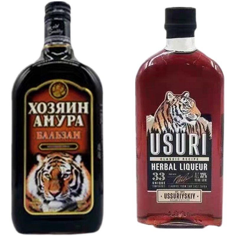 进口俄罗斯虎酒虎头500ml巴里赞姆人参强酊伏特加养生配制酒