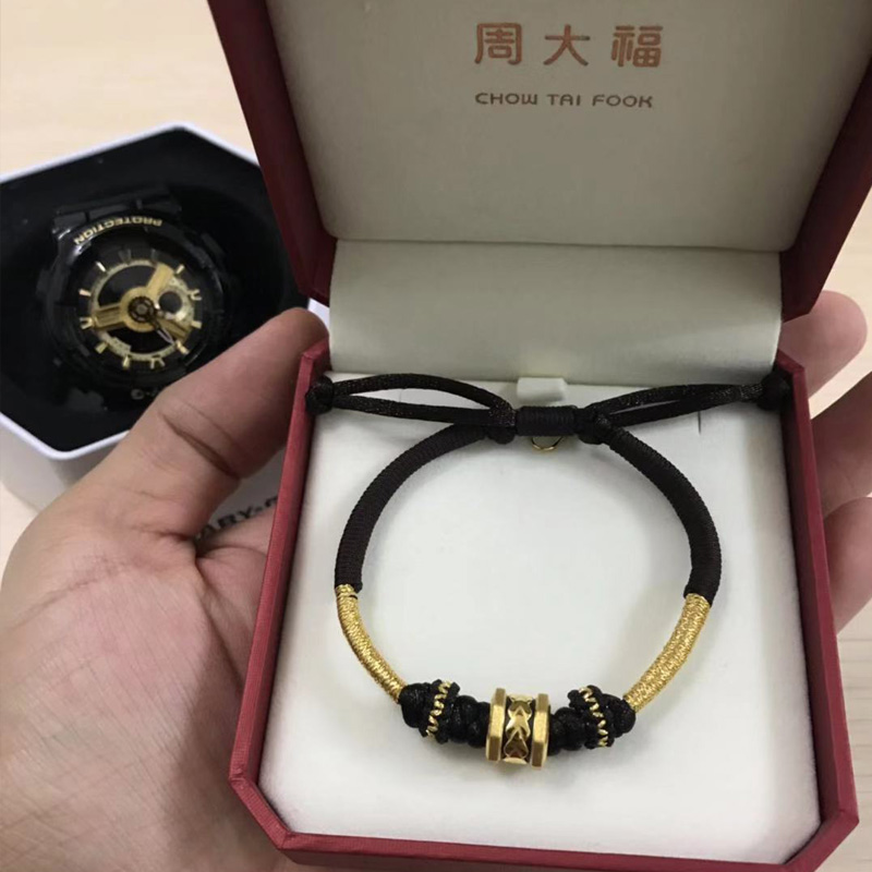 香港周大福正品黄金转运珠路路通男款999足金串珠手链