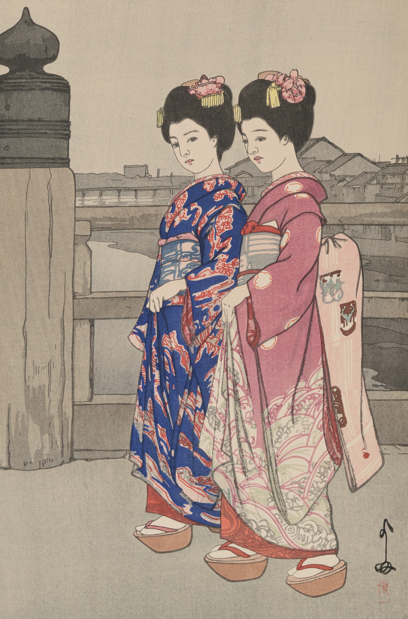 西洋画风诗意浮世绘风格日本风景人物水彩木版画插画图集227张