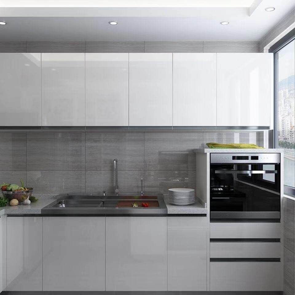 高光门板柜门定做pet轻奢实木云石石板衣柜门板