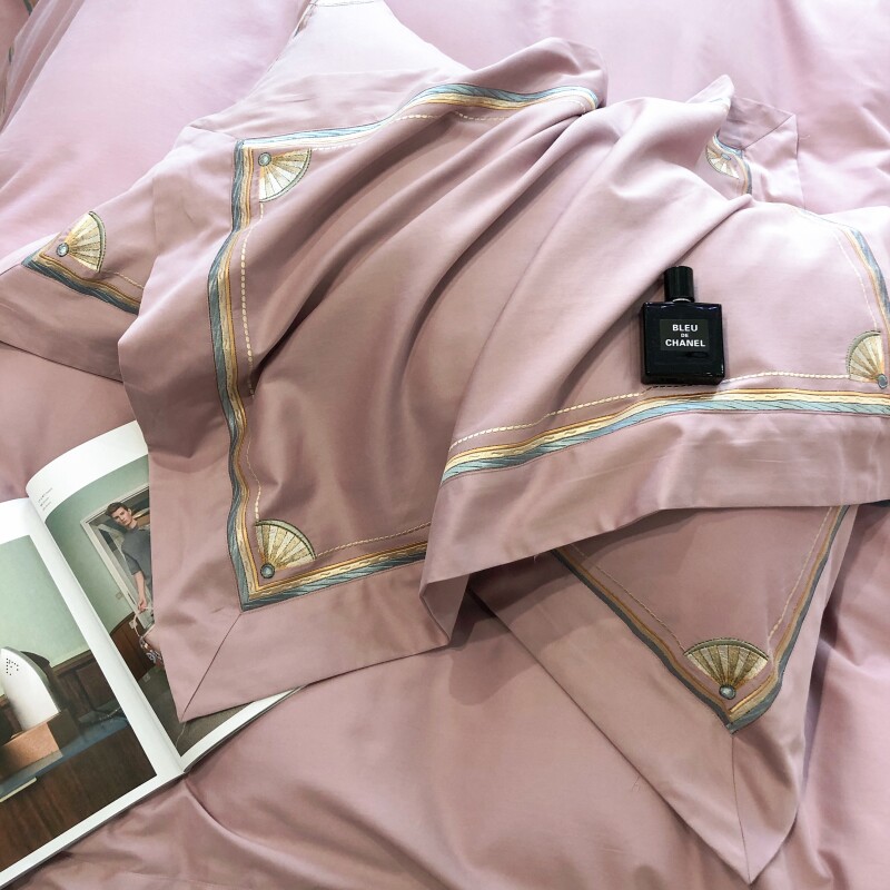 120支进口澳棉磨毛秋冬季被套加厚纯色全棉轻奢床品套件