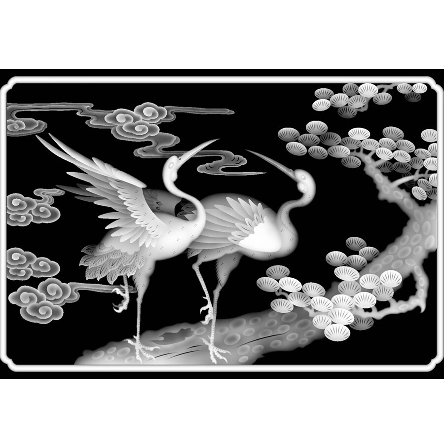 a1541祥云双鹤松鹤延年花板浮雕精雕jdp灰度设计素材