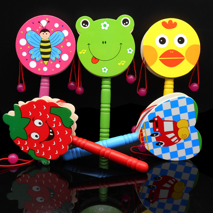 1-3-4-5岁教具木制儿童益智智力玩具传统木质拨浪鼓