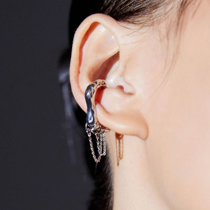 makiimakii时尚气质耳骨耳环一体式小众链条耳线原创耳环