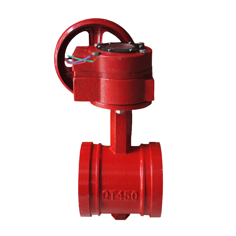 南京xd381x-16涡轮消防卡箍蝶阀 涡轮信号沟槽蝶阀门dn65~dn150