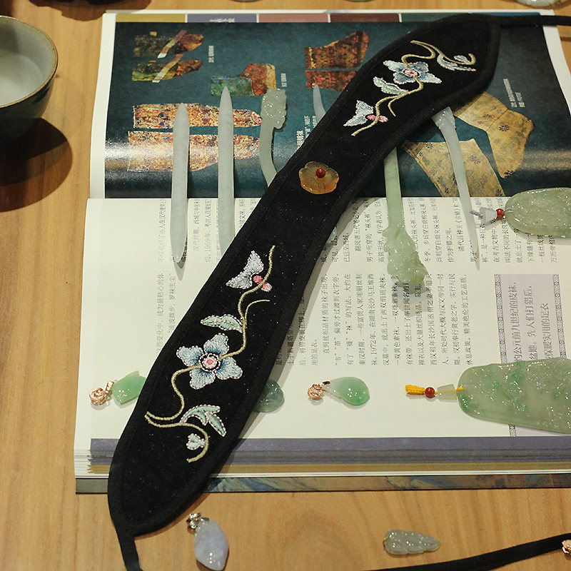 玉暖古董抹额复刻古风古典刺绣镶宝额饰发独家发饰