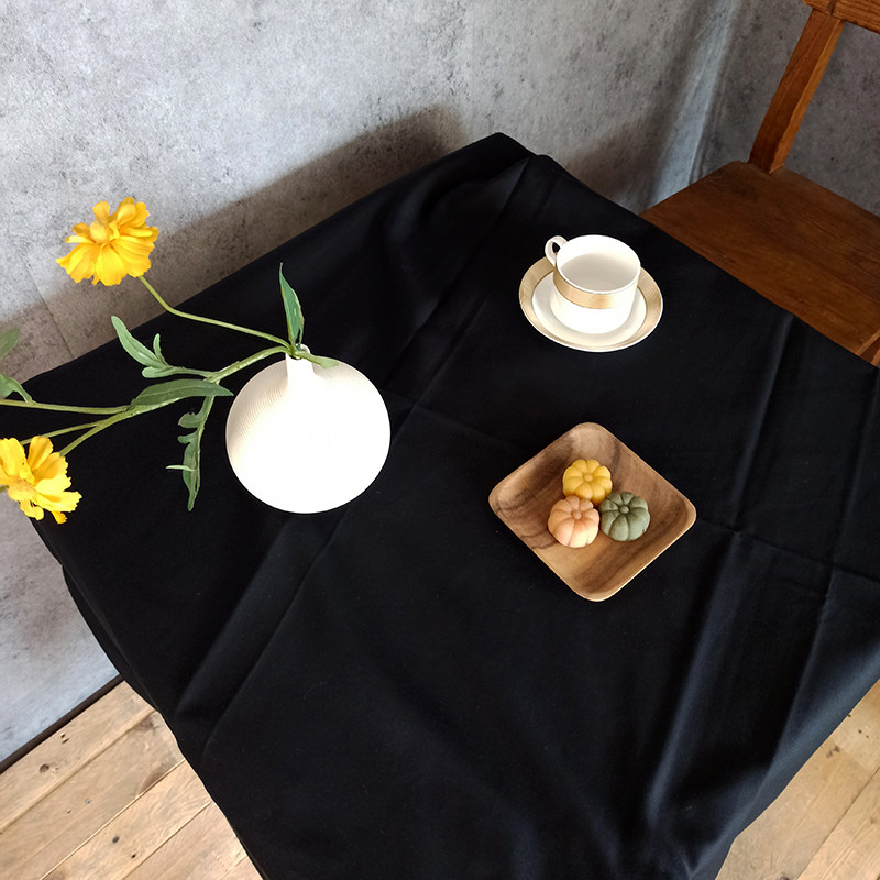 桌布长方形贡缎黑色台布茶几北欧布艺餐桌小清新桌布