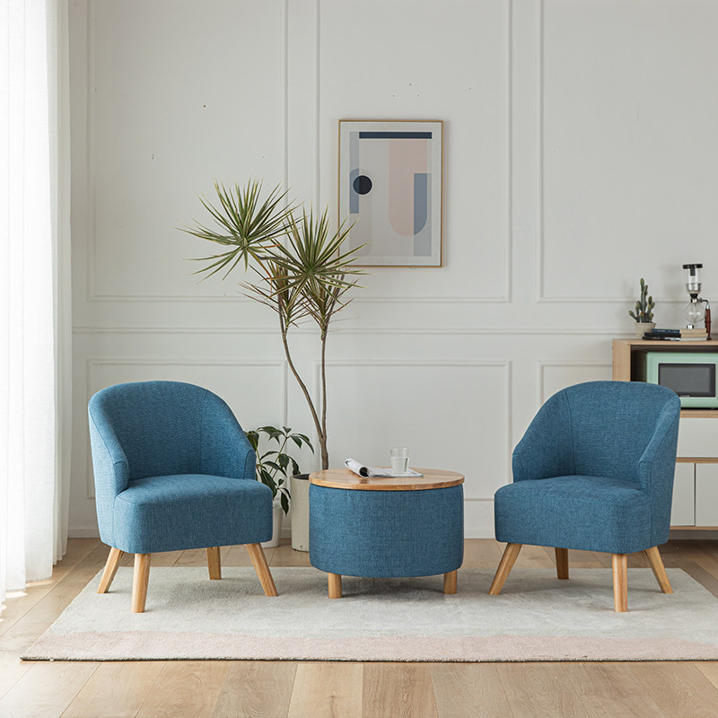 北欧阳台卧室布艺休闲单人沙发简约现代小户布艺沙发