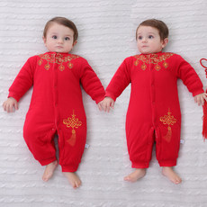 宝宝新年装秋冬红色婴儿连体衣加厚加棉哈衣爬服满月百天抓周礼服 宝宝新年装秋冬红色婴儿连体衣加厚加棉哈衣爬服满月百天抓周礼服
