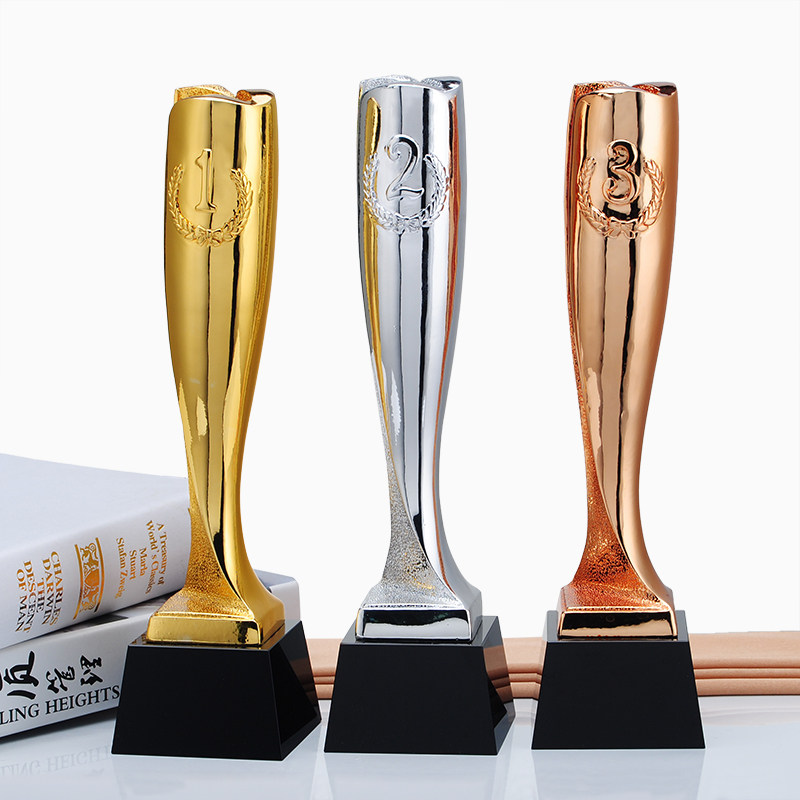 金银铜色树脂元素火炬造型冠亚季军水晶奖杯奖杯
