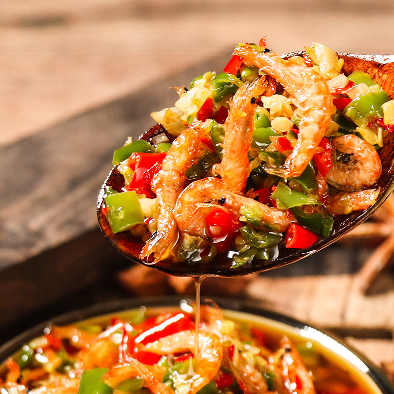 剁椒虾仔海鲜虾米虾酱下饭饭菜正宗辣椒酱拌饭虾酱