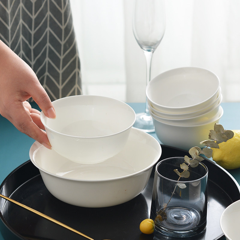 饭碗6个装 骨瓷碗家用小碗6英寸陶瓷碗中式厨房碗米饭碗白瓷碗