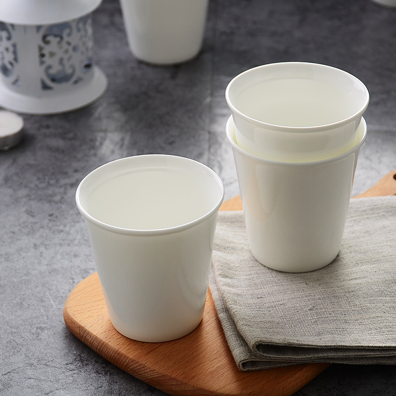 杯子10只 骨瓷小杯子迷你小号水杯 喝水白色杯子陶瓷家用饮料杯子