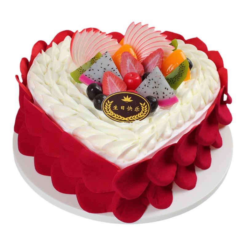 蛋糕模型仿真新款心形玫瑰花场景生日蛋糕模型欧式假蛋糕塑胶样品