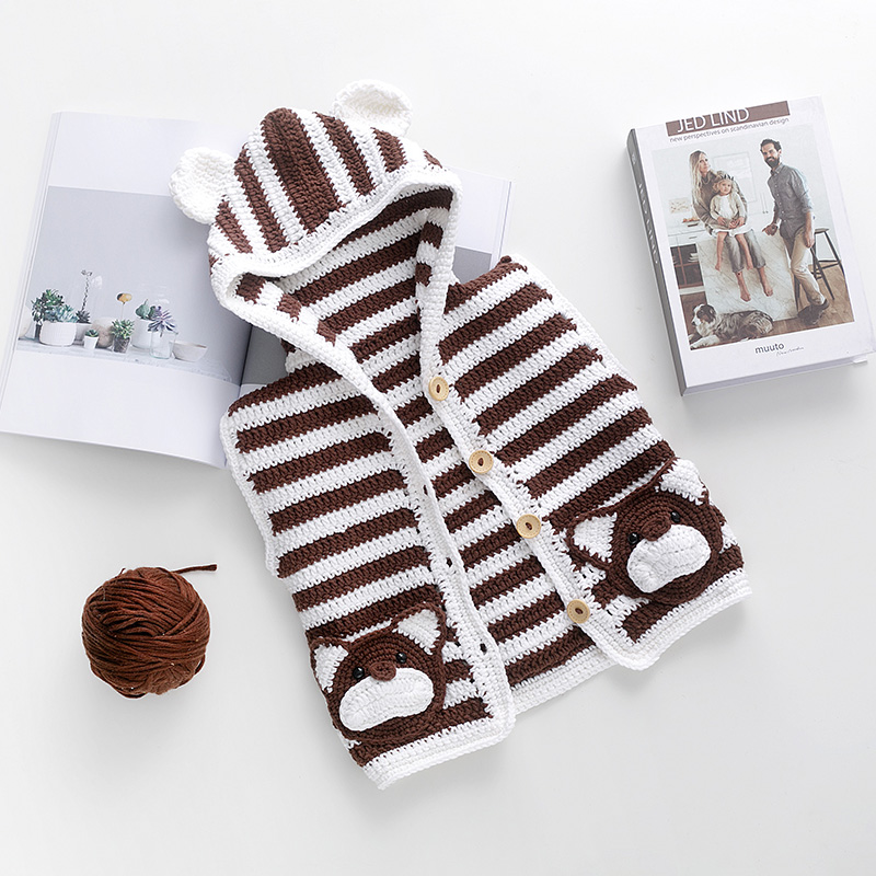 材料宝宝棉线背心钩针编织卡通熊马甲手工春秋毛线