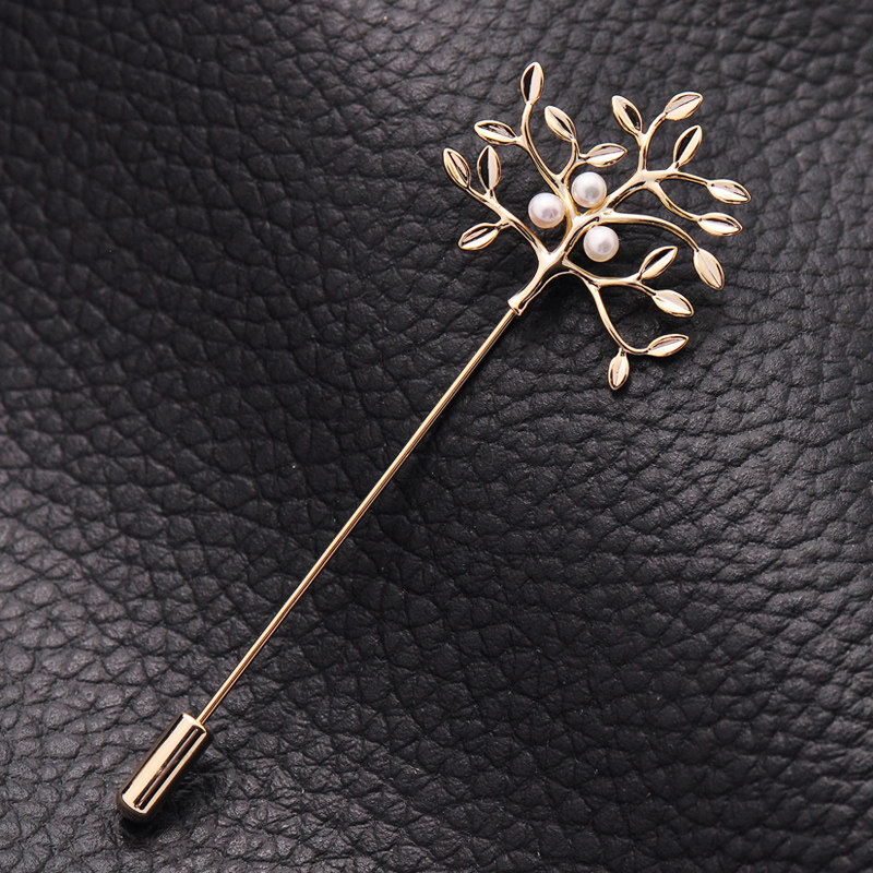 树简约一字胸针韩国男别针胸花女开衫外套衣服插针配饰装饰品