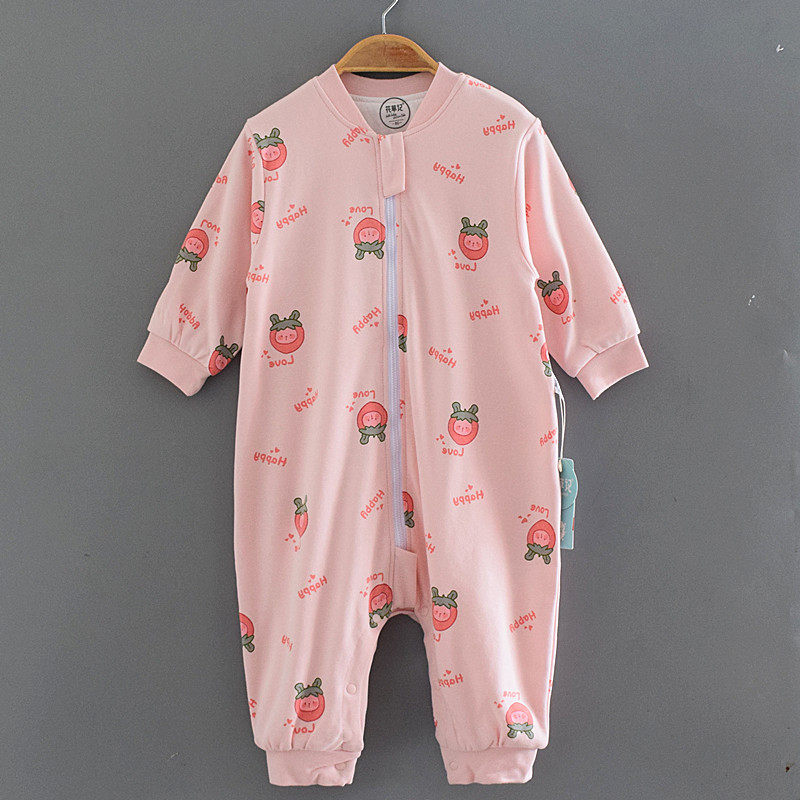 花草加厚睡衣连体儿童双层纯棉腿防宝宝秋款家居服连体衣