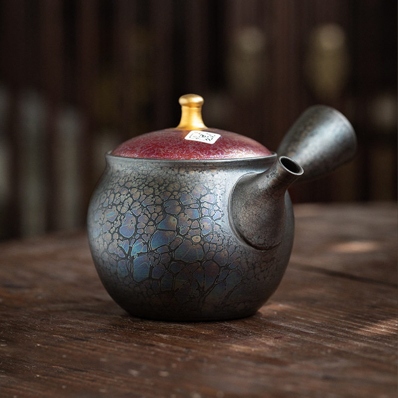 茶壶日本进口常滑烧昭龙紫盖金顶泡茶手工限量茶壶