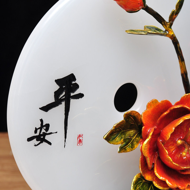 富贵平安摆件玉石平安扣工艺品家居客厅玄关装饰摆件