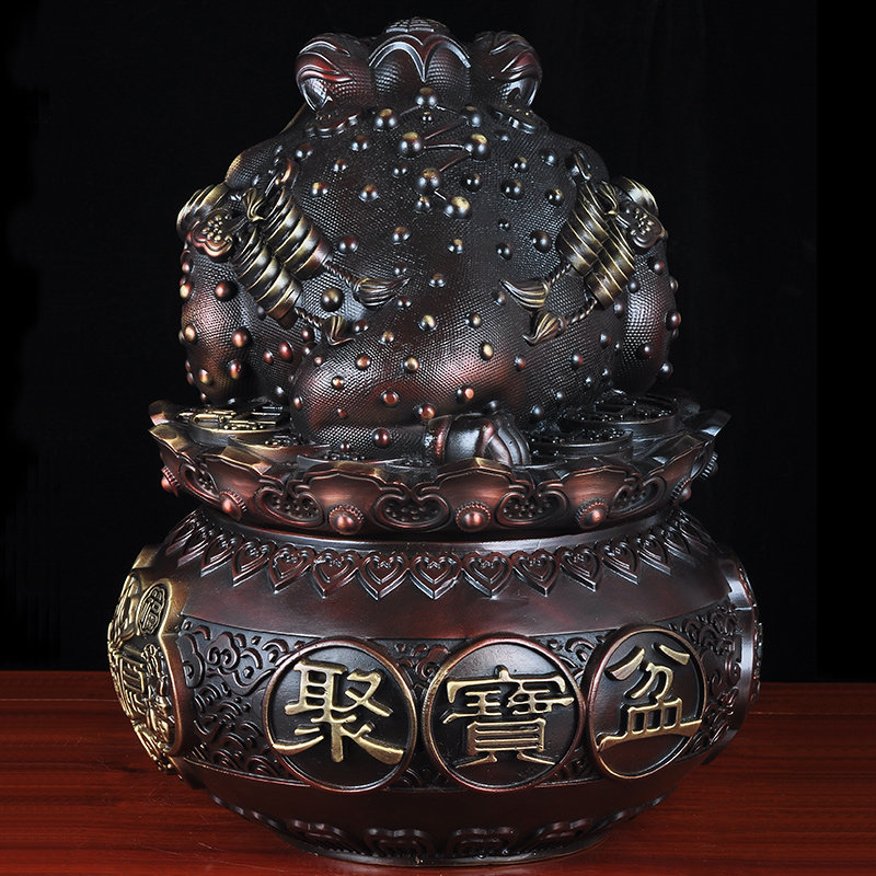 全铜金蟾聚宝盆摆件存钱风水招财家居客厅摆设摆件