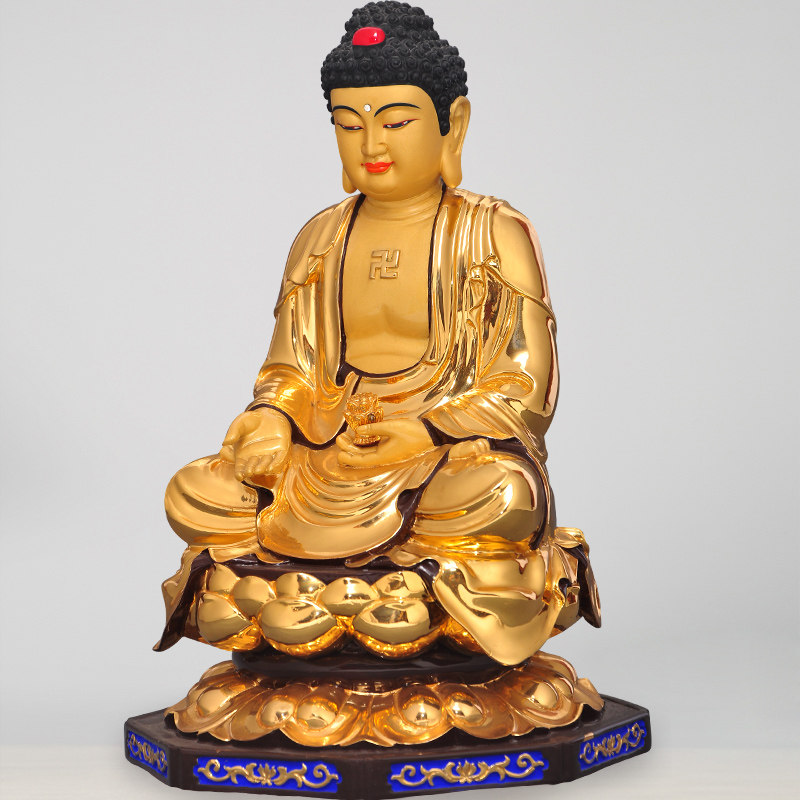 佛像台湾全铜24k鎏金阿弥陀佛菩萨居家供奉西方摆件