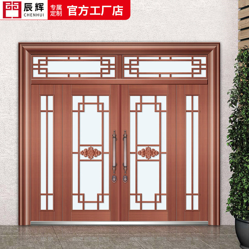 锌合金堂屋开门仿真家用屋门建房别墅自建农村进户门