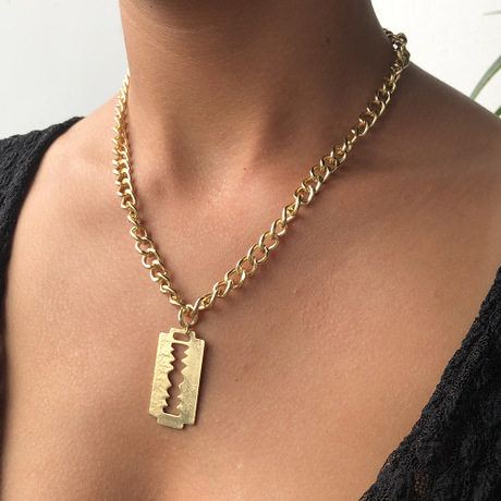 欧美夏季新品时尚潮流朋克项链饰品创意合金刀片项链