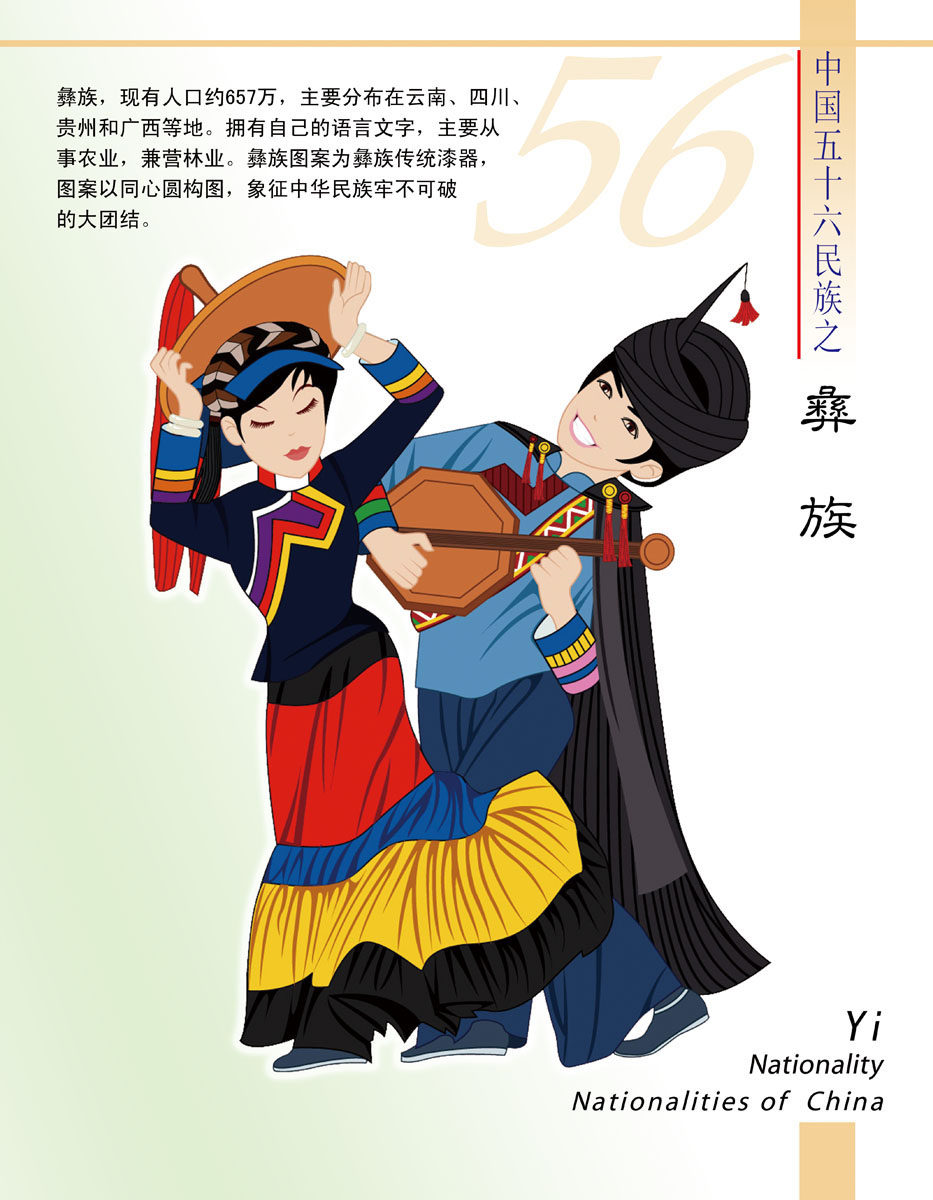 年画海报展板喷绘贴纸素材中国个民族彝族年画