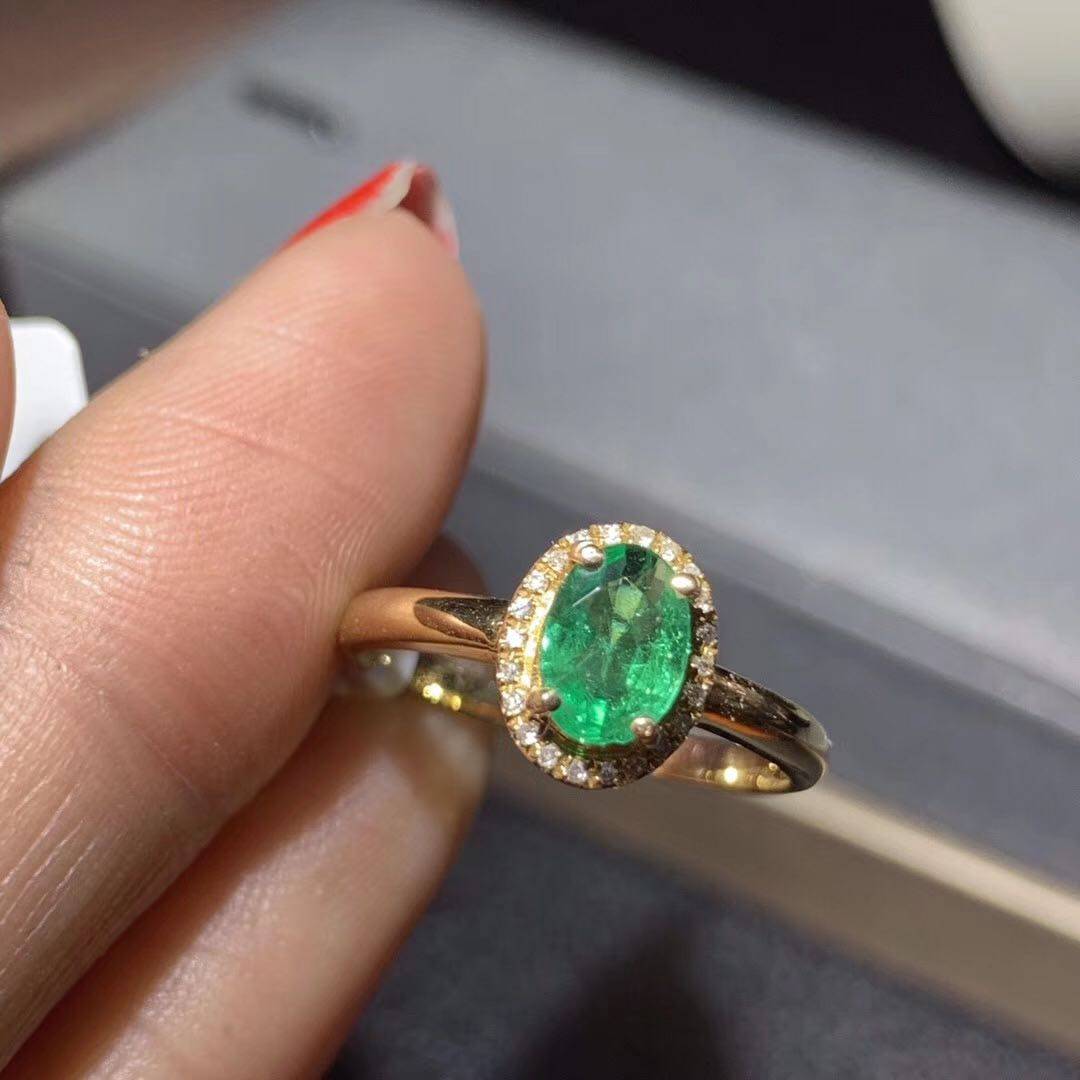 戒指正品简单钻石一克拉克拉戴妃祖母绿天然镶嵌戒指