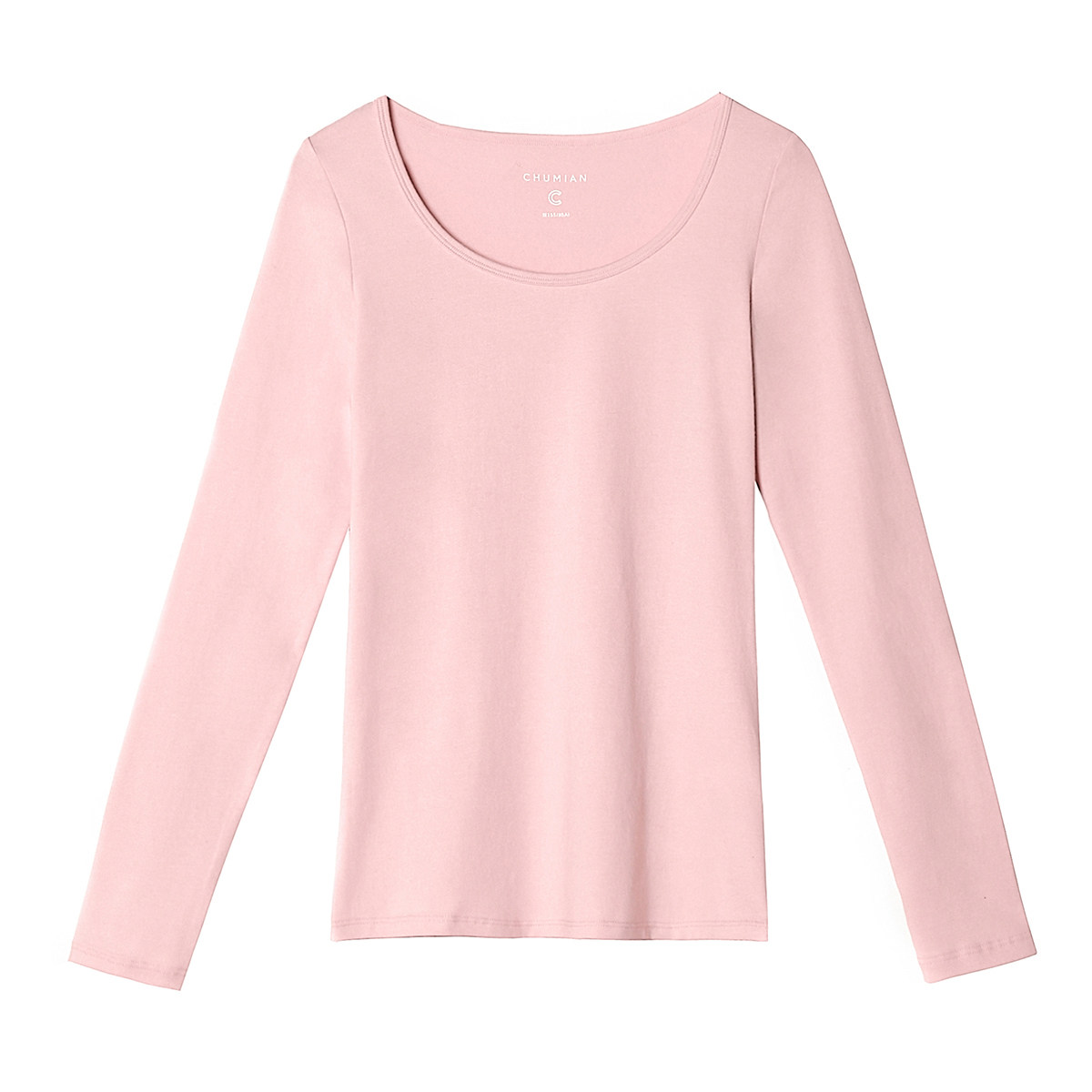 初棉旗舰店t恤白色长袖t恤秋衣女上衣纯色女士修身打底衣春秋