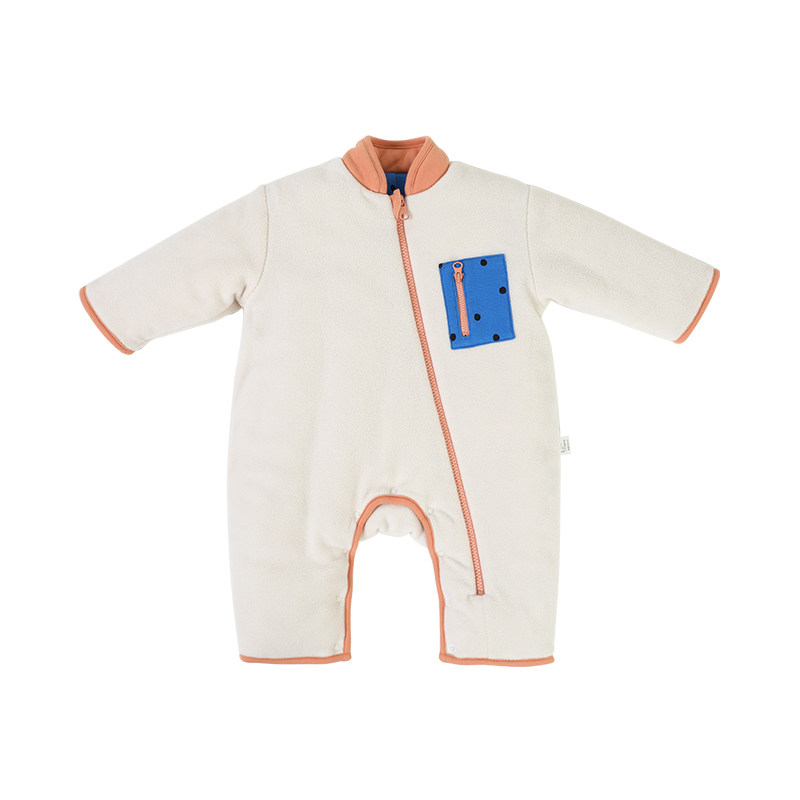 papa爬爬秋冬男女宝宝摇粒绒保暖撞色连体衣爬服0-3岁 - papa旗舰店