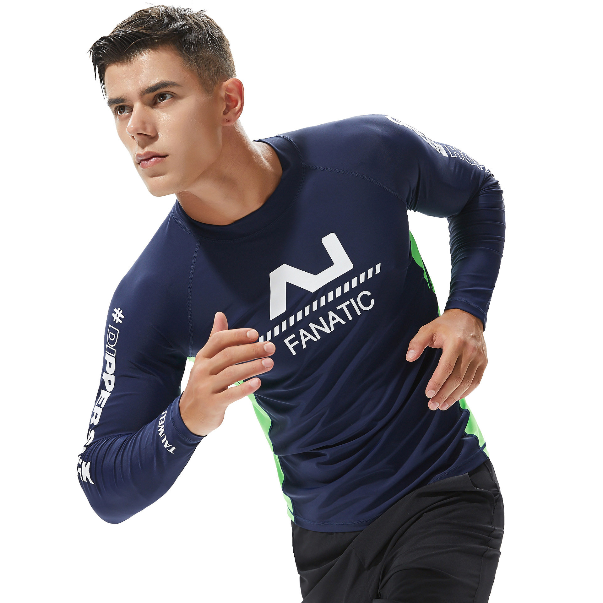 男士泳衣auwell特为纯色沙滩冲浪紧身夏季防晒男士泳衣