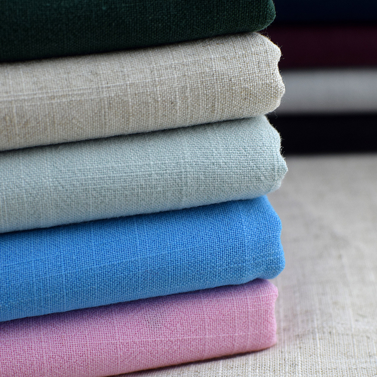 棉麻布料竹节麻棉纯色民族服装中国风中厚洗面料海绵垫