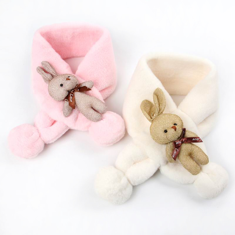 围巾儿童毛毛舒适亲肤保暖暖宝宝围脖可爱小兔子围巾