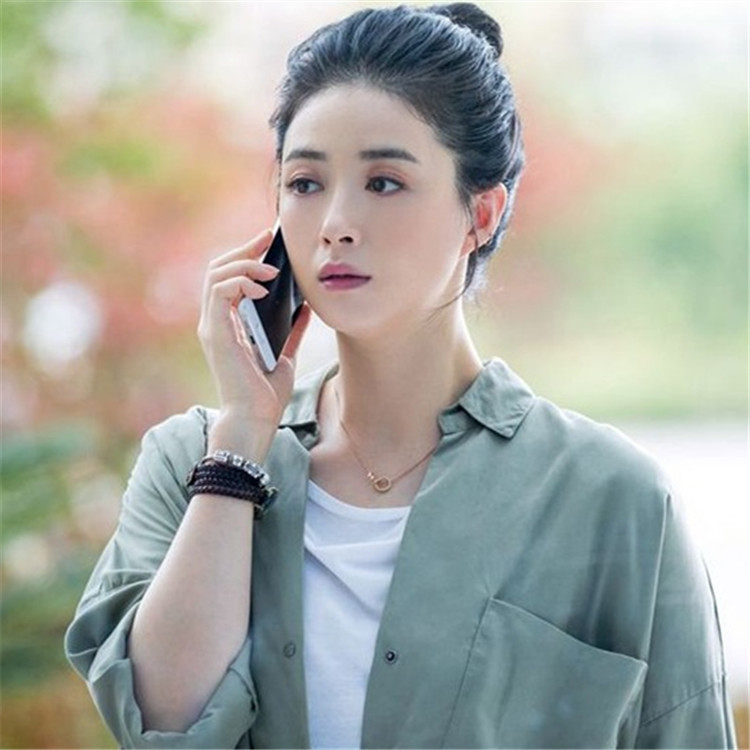 盲约夏天蒋欣同爱心双环项链女钛玫瑰18k彩金项链