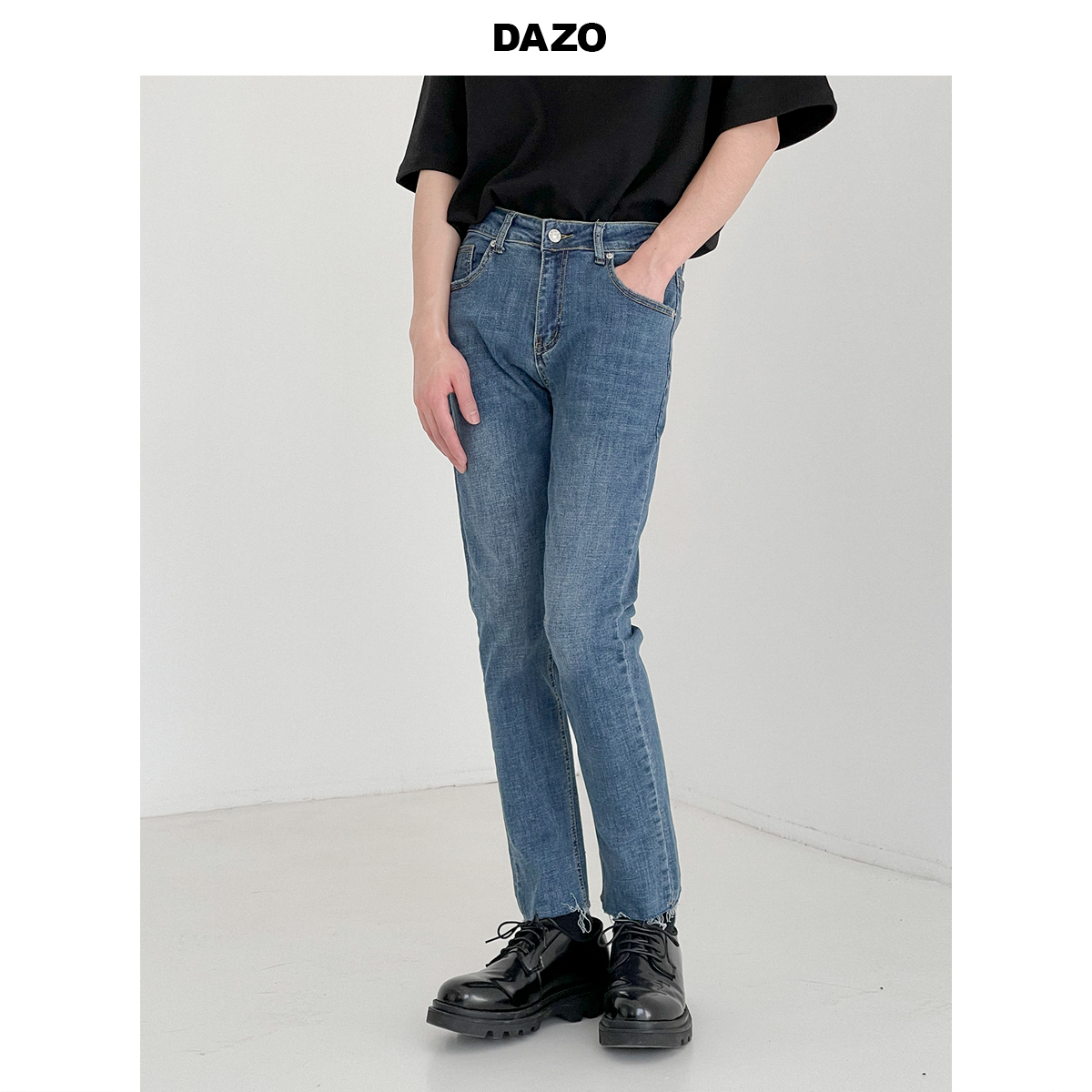 DAZO 韩版裤子男潮流百搭九分裤修身牛仔裤男士小脚裤潮牌ins微弹