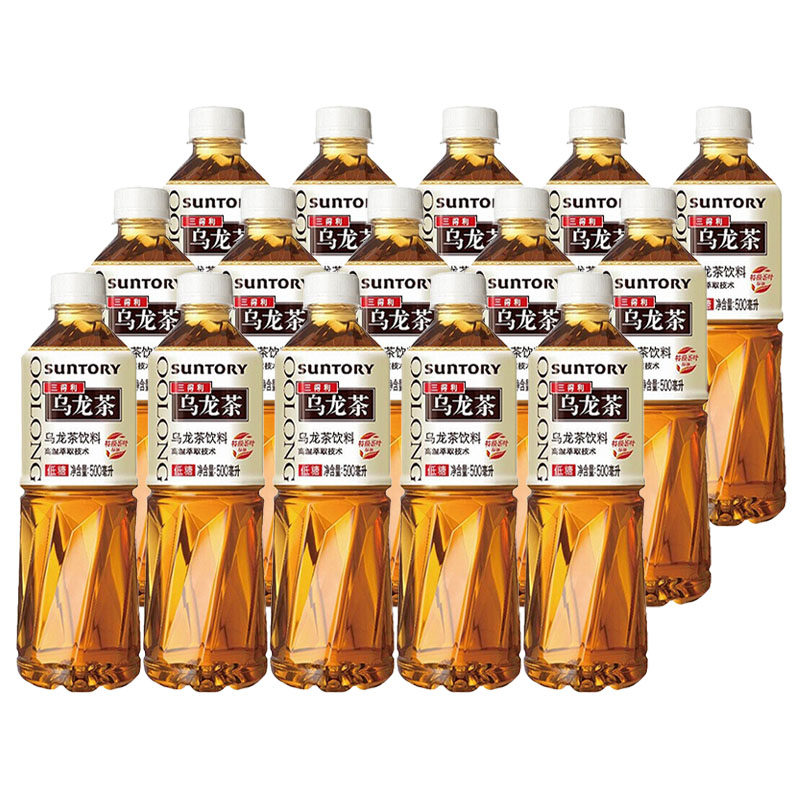 乌龙茶三得利无糖乌龙茶饮料500ml15瓶低糖500ml瓶装茶饮料