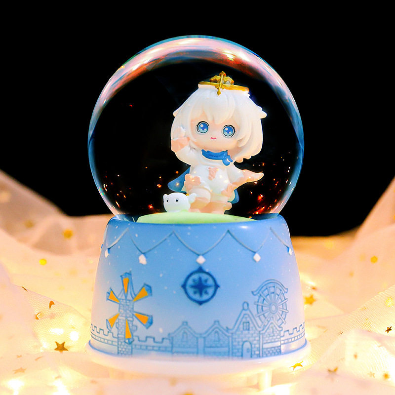 发光飘雪旋转卡通动漫梦幻原神玻璃水晶球音乐盒音乐盒
