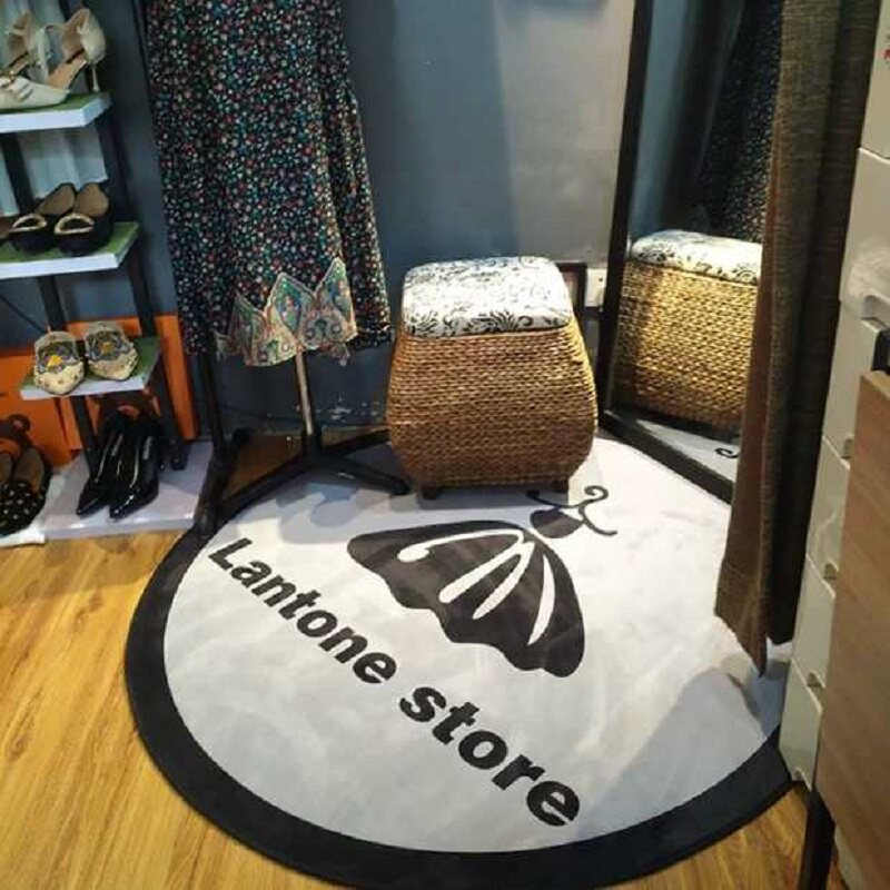 服装店圆形定制店铺logo网红拍照地毯店名穿衣镜地毯