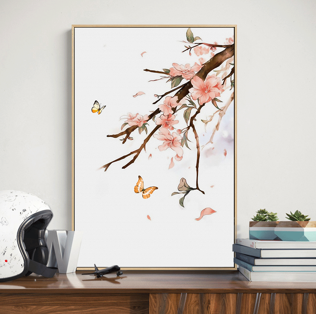 新中式花鸟条屏国画水彩装饰画画芯微喷打印画心画布