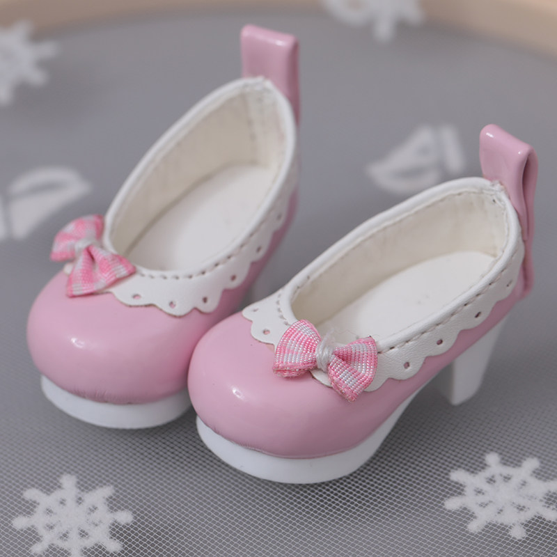 娃娃bjd6分娃鞋蝴蝶结高跟鞋粉色百搭sd鞋子bjd娃娃
