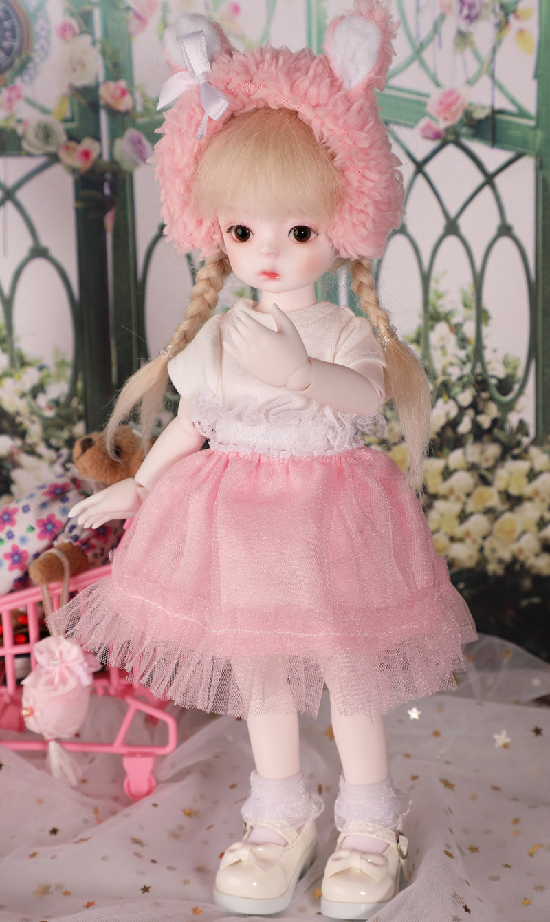 娃衣bjdsd4分女娃粉色兔子套装帽子袜子bjd娃娃