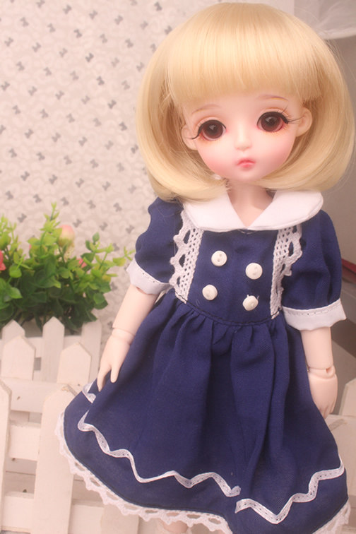 放心好店bjd娃娃sd女款双排扣深蓝洋装