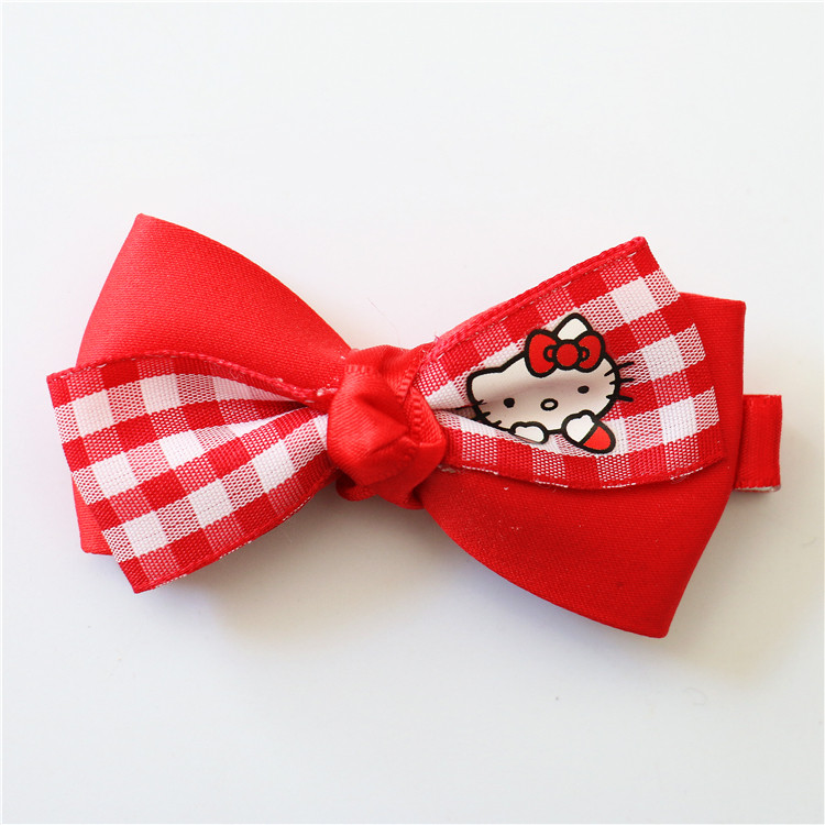 4元特价hello kitty正品儿童头饰发饰skt00041红色蝴蝶结发卡发夹