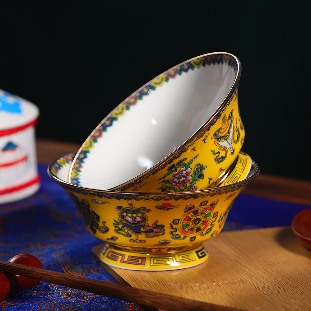 瓷碗蒙古元素花纹奶茶少数民族特色图案蒙古族藏族碗